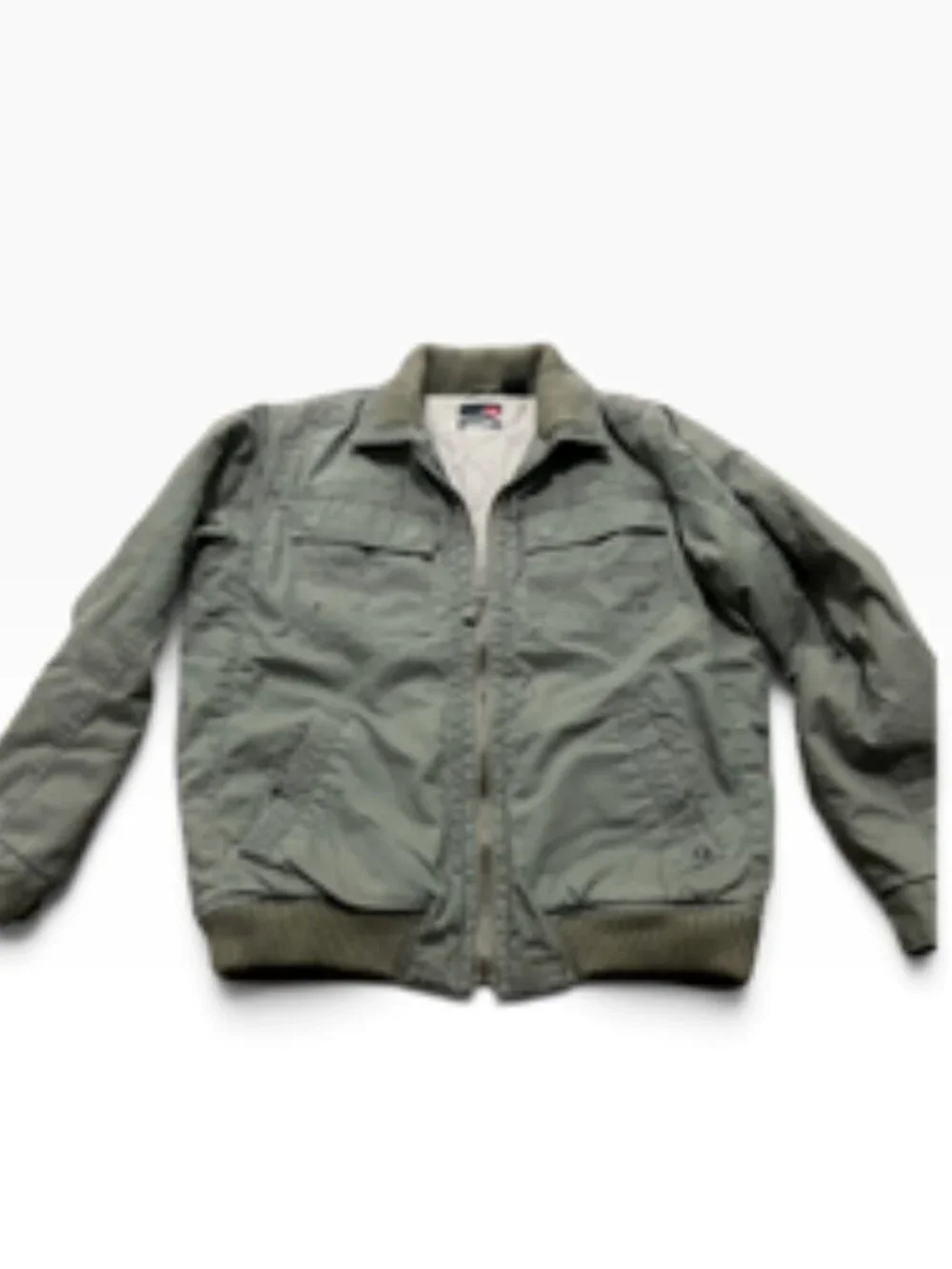 QuickSilver Bomber Jacket Boys Large (16-18) Vintage Army Green Canvas Utility